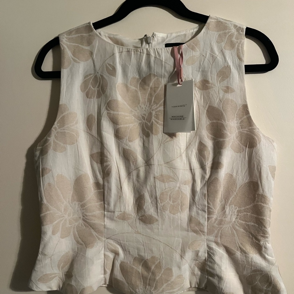 SOLD NWT Alex Marie Cream Floral Peplum Blouse